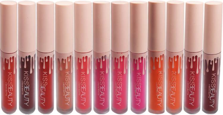 Kiss Beauty Twelve Color Suit Matte Liquid Lipgloss Lipstick Shade-A Price in India