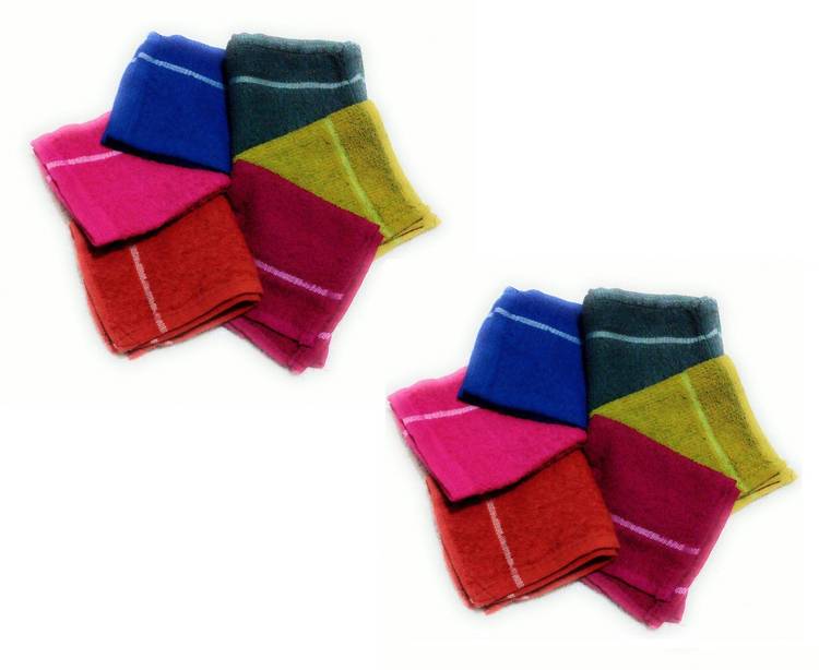 Cotton Colors Floor Wipes Cloth / Mops / Pocha Set of 12 Pcs (9*9 Inches) Multicolor 4 Napkins