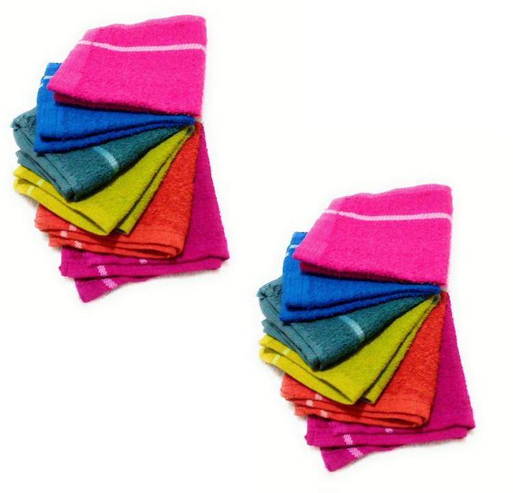 Cotton Colors Floor Wipes Cloth / Mops / Pocha Set of 12 Pcs (9*9 Inches) Multicolor 9 Napkins