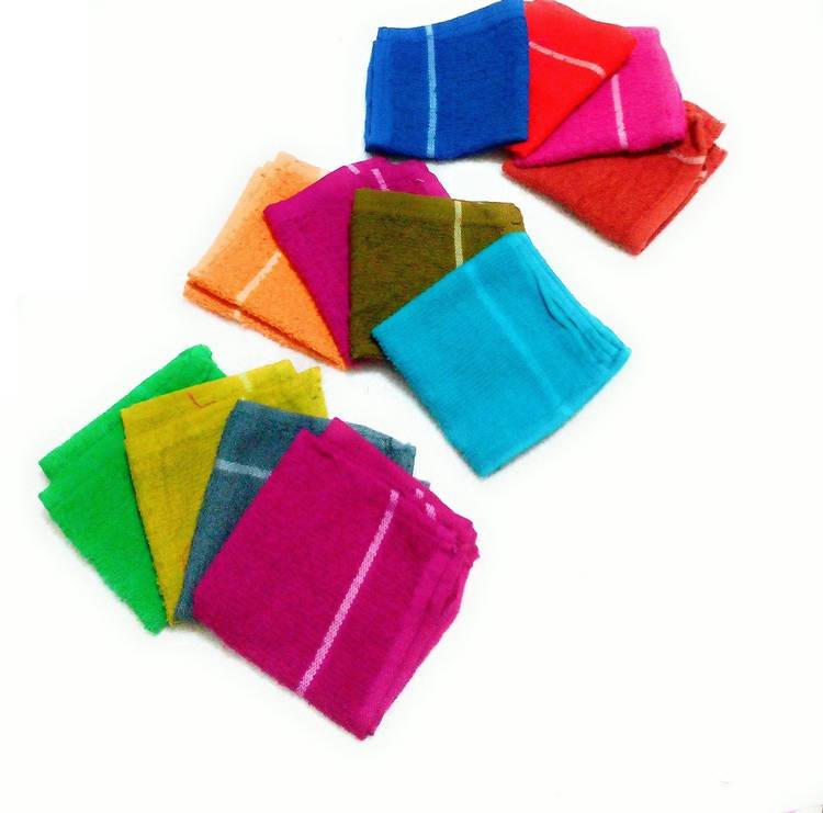 Cotton Colors Floor Wipes Cloth / Mops / Pocha Set of 12 Pcs (9*9 Inches) Multicolor Napkins