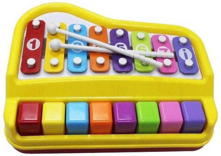 M-Alive 8 Key Piano Organ and Xylophone with 2 Mallets And 6pcs of Music Sheets Musical instrument Toy for Kids Ages 3+ Years