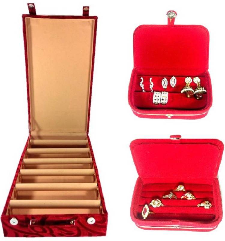 ultimatefashionista 6 Bangle Rods With Ring, Earring Box Jewellery Vanity Box (Maroon) 6 Bangle Rods With Ring, Earring Box Jewellery Vanity Box (Maroon) Vanity Box Price in India