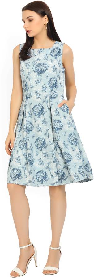 Women Fit and Flare Light Blue Dress