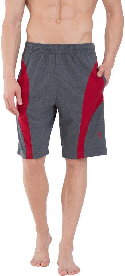 Solid Men Red, Grey Gym Shorts