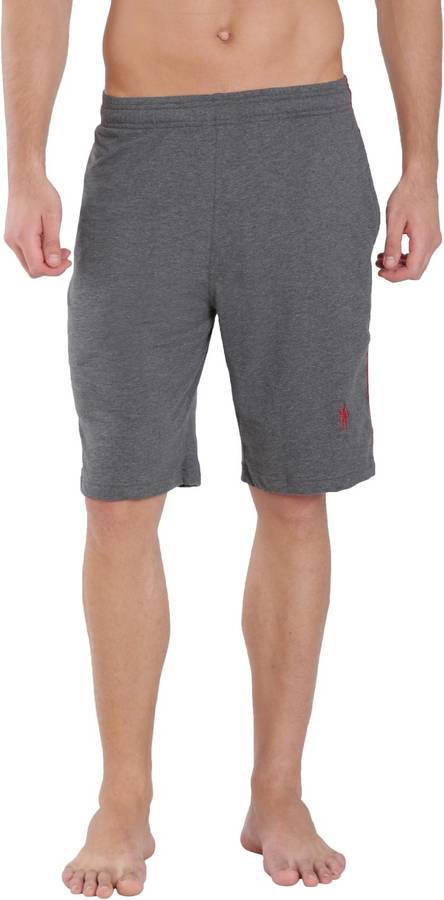 Solid Men Grey Sports Shorts