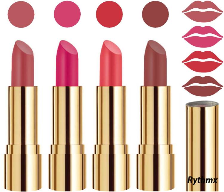 RYTHMX Professional Timeless 4 Colors Collection Velvet Touch Matte Lipstick Long Stay on Lips Code no-350 Price in India
