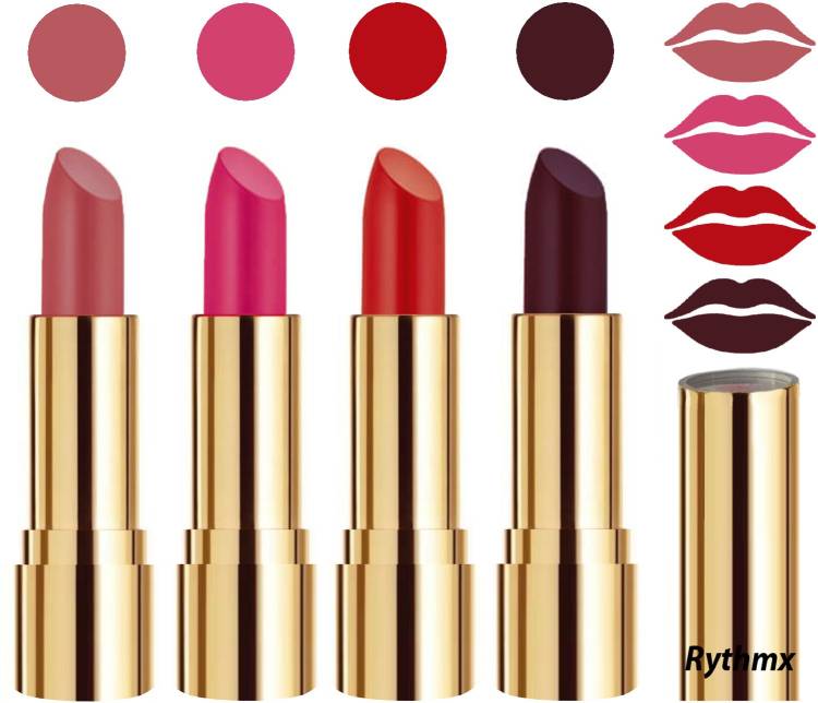 RYTHMX Professional Timeless 4 Colors Collection Velvet Touch Matte Lipstick Long Stay on Lips Code no-354 Price in India