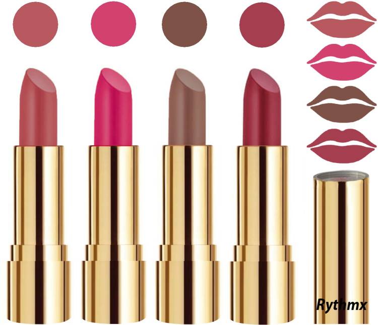 RYTHMX Professional Timeless 4 Colors Collection Velvet Touch Matte Lipstick Long Stay on Lips Code no-351 Price in India