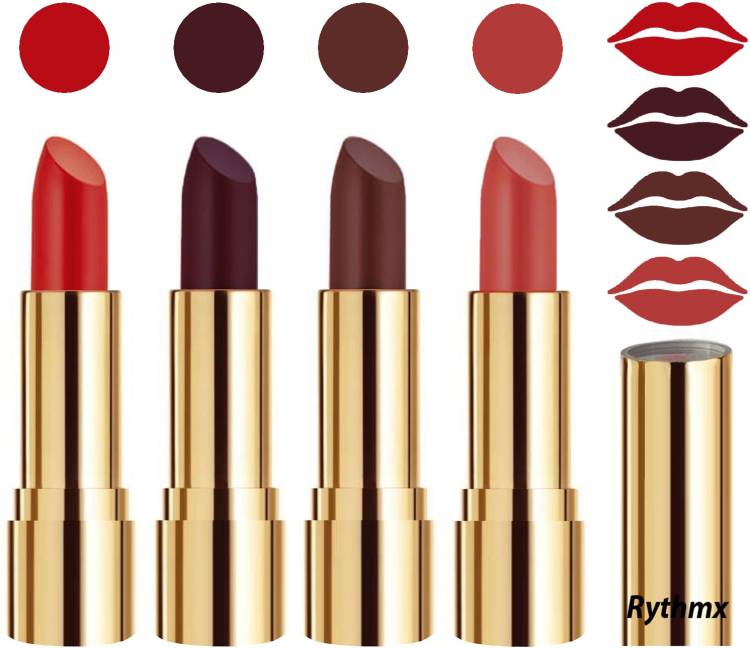 RYTHMX Professional Timeless 4 Colors Collection Velvet Touch Matte Lipstick Long Stay on Lips Code no-344 Price in India