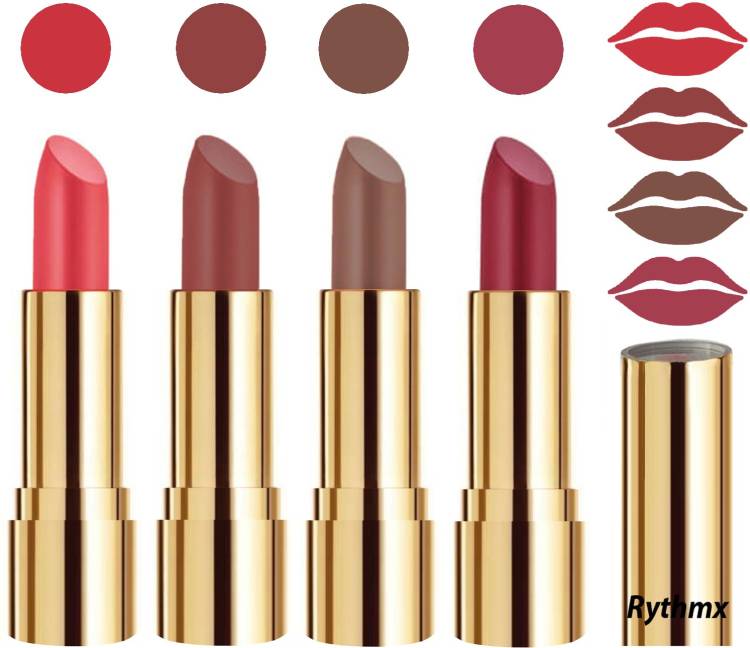 RYTHMX Professional Timeless 4 Colors Collection Velvet Touch Matte Lipstick Long Stay on Lips Code no-338 Price in India