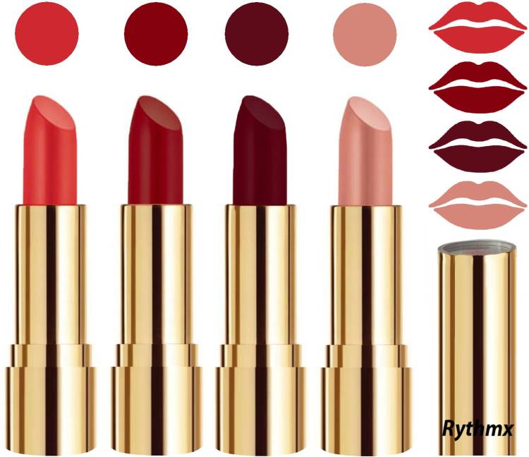 RYTHMX Professional Timeless 4 Colors Collection Velvet Touch Matte Lipstick Long Stay on Lips Code no-374 Price in India