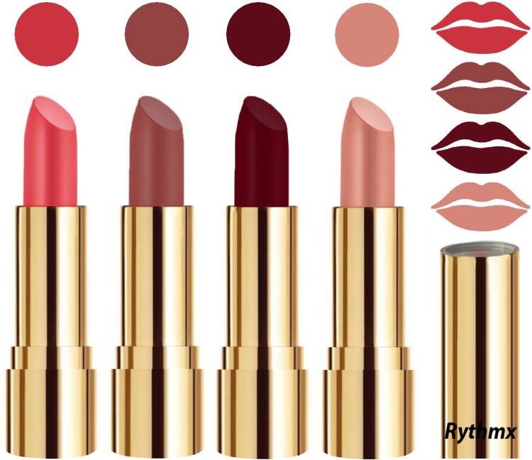 RYTHMX Professional Timeless 4 Colors Collection Velvet Touch Matte Lipstick Long Stay on Lips Code no-360 Price in India