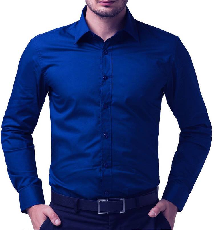 Men Solid Casual Button Down Shirt