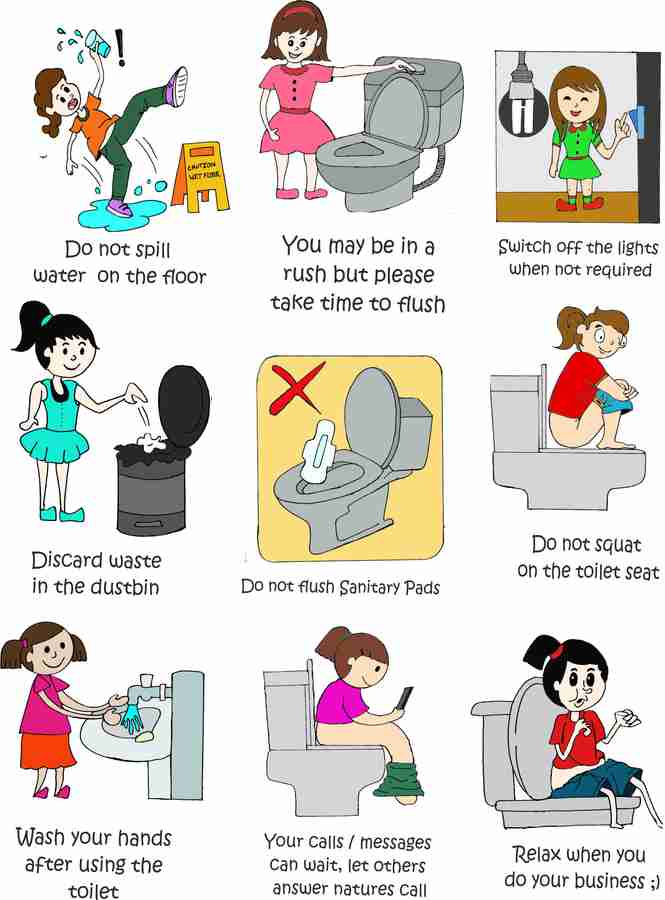 Ladies and Gents Toilet Rules Combo A4 size Paper Print Art