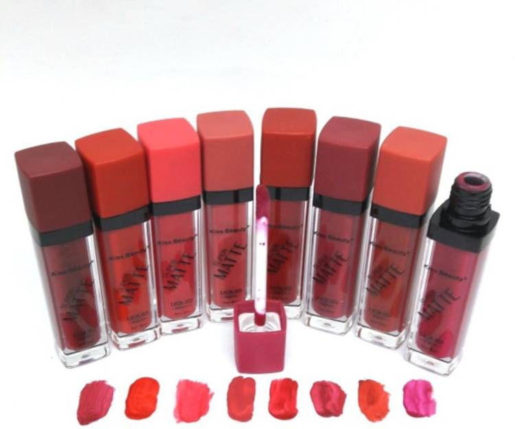 Kiss Beauty Super Matte Long lasting Lip Gloss Pack of 8 Price in India