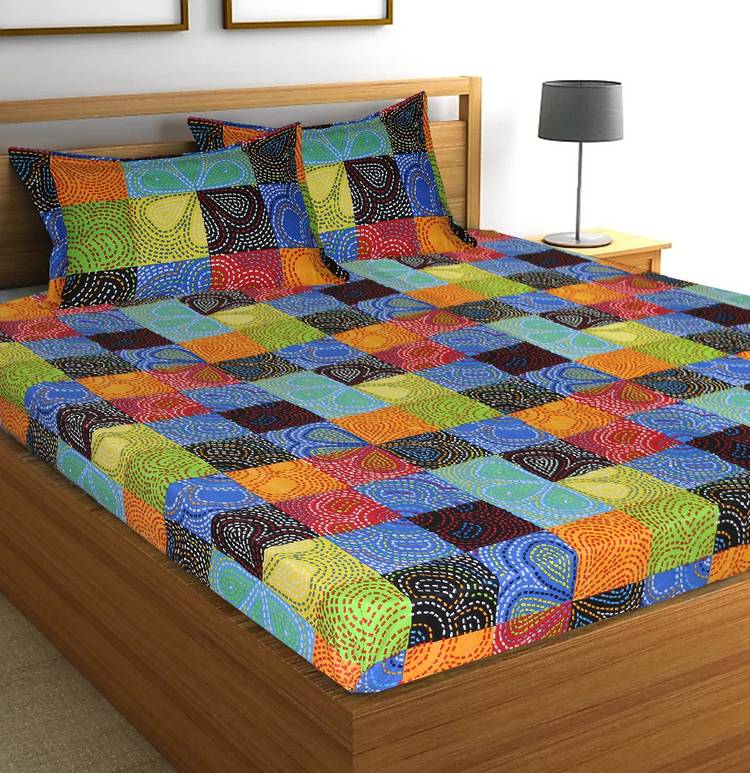 Flipkart SmartBuy 120 TC Microfiber Double Checkered Bedsheet