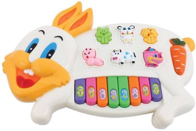 MEGAEMART RABBIT PIANO MUSICAL TOYS FOR KIDS [YELLOW]