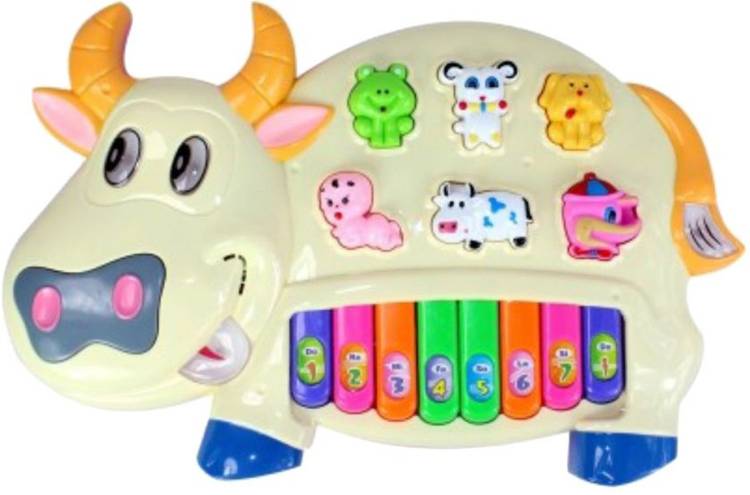 MEGAEMART COW PIANO MUSICAL TOYS FOR KIDS [YELLOW]