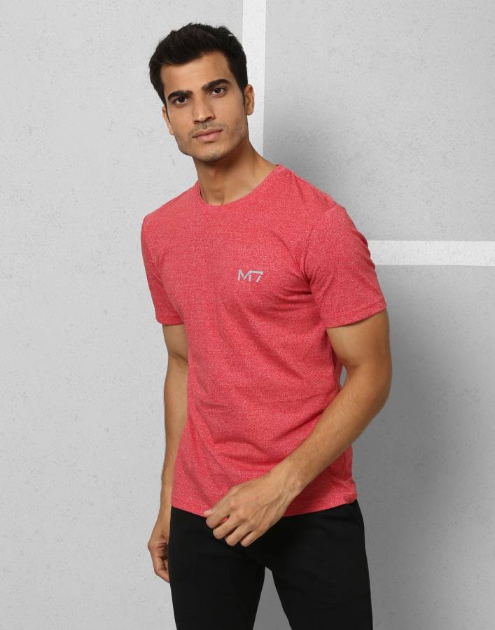Athleisure Solid Men Round or Crew Red T-Shirt Price in India
