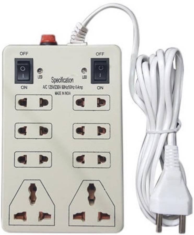 LNVO Multi Plug Power Strip Extension Board Cord 2 Meter Long Wire 8 Socket Extension Boards