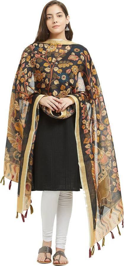 Poly Chanderi Printed Multicolor, Black Women Dupatta