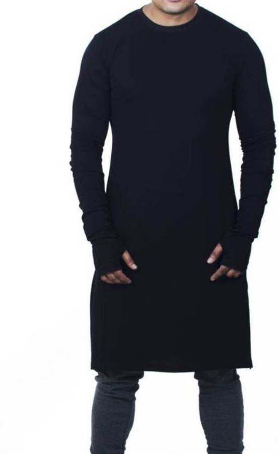 Men Solid Cotton Blend Straight Kurta