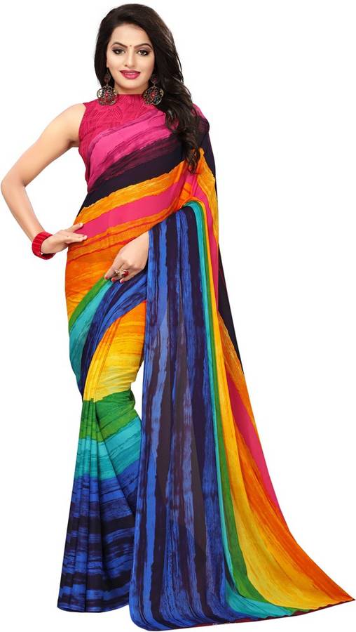 Printed, Hand Painted Bollywood Georgette Saree