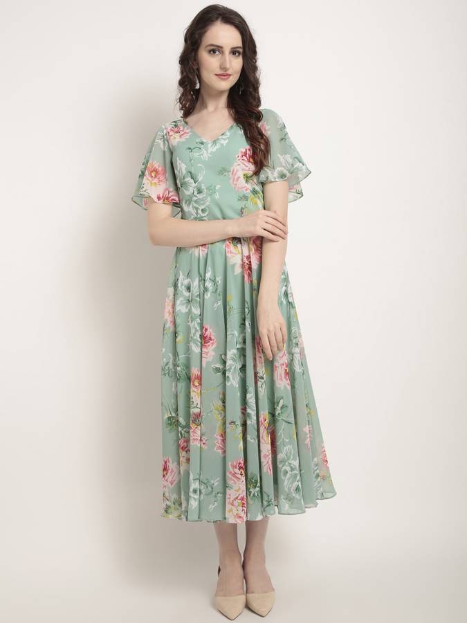 Women Gathered Green Dress