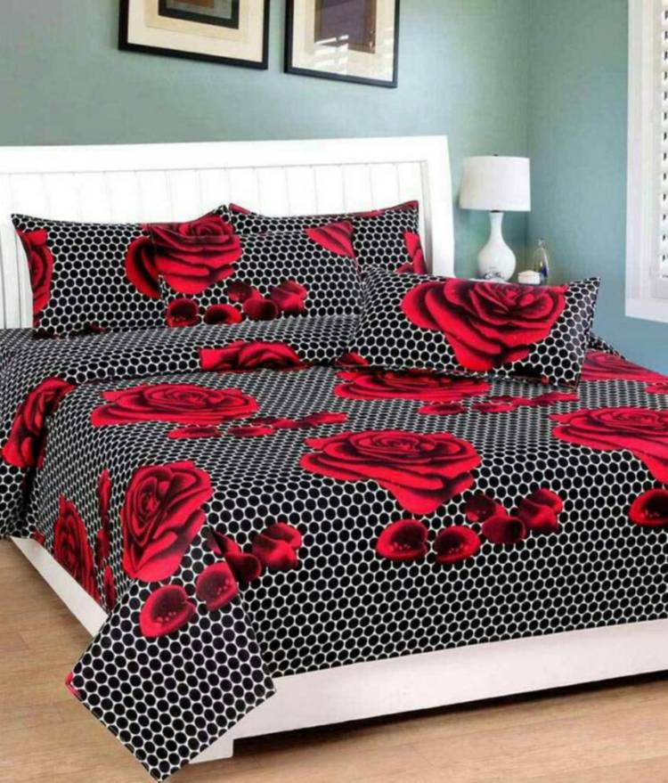 CRAFTWELL 140 TC Cotton Double Floral Bedsheet