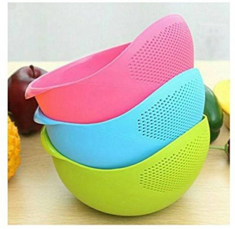 Ketsaal Ketsaal Rice, Fruit, Vegetable Washing Bowl Strainer (Pack of 3) Colander