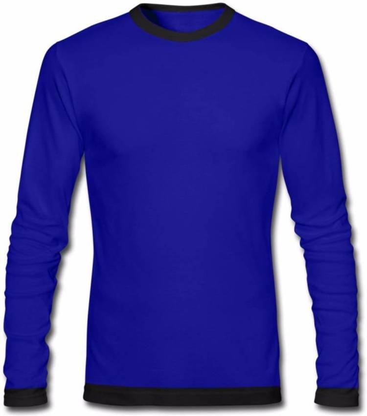 Color Block Men Round Neck Blue T-Shirt