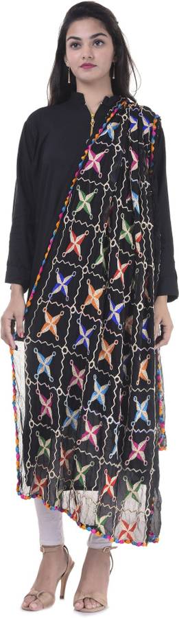 Chiffon Embroidered Black Women Dupatta