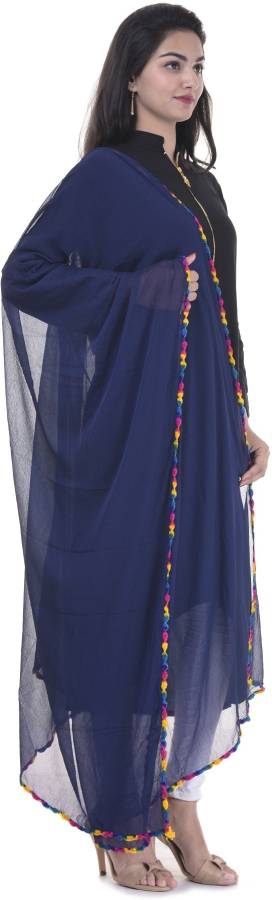 Chiffon Applique Blue Women Dupatta