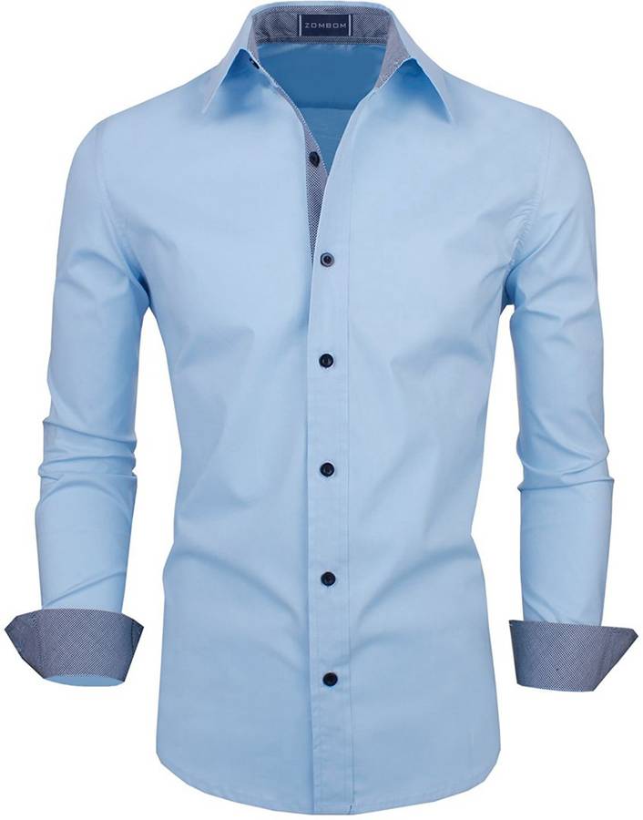 Men Solid Regular Fit Casual Spread Collar Shirt