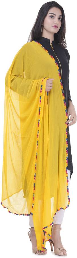 Chiffon Applique Yellow Women Dupatta