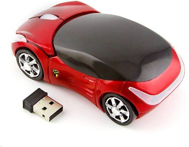 microware Cool Sport Car Shaped Mouse 2.4GHz Wireless Car Mouse Ultra Small Optical Gaming Mouse Mini Office Mice for PC Computer Laptop Perfect Present for Kids or Girls (Red) Wireless Optical  Gaming Mouse