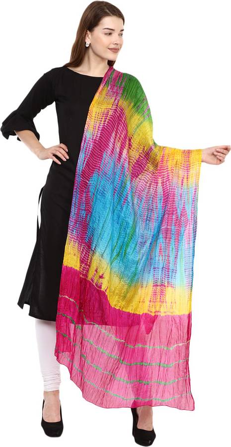 Pure Silk Printed Multicolor Women Dupatta