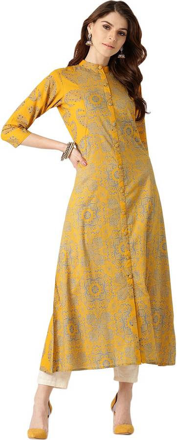 Women Floral Print Cotton Blend A-line Kurta
