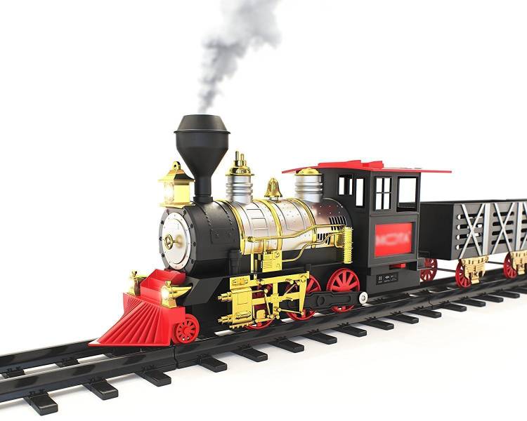 Webby BATTERY OPERATED LIGHT SOUND SMOKE CHOOCHOO CLASSICAL TRAIN TRACK SET FOR KIDS