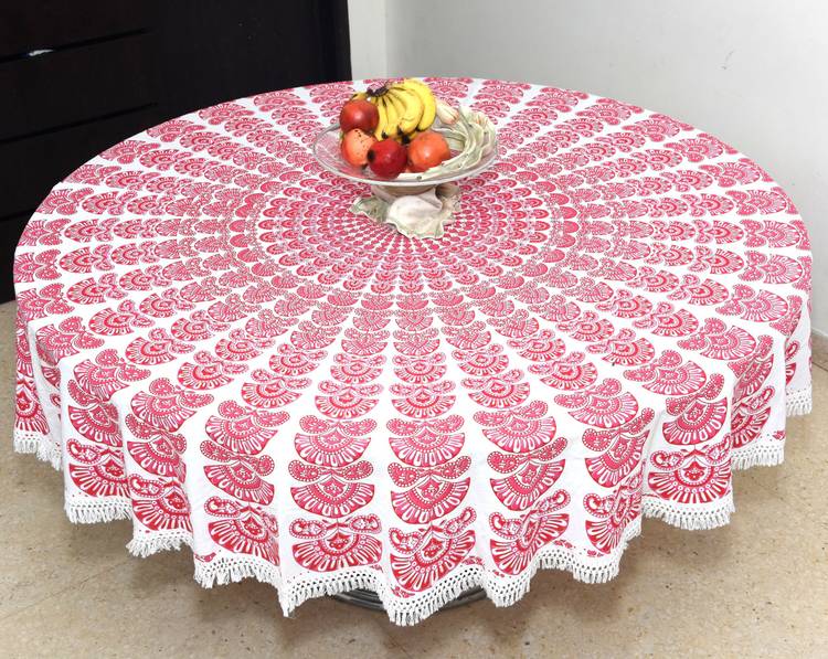 Rajaveer Garments Self Design, Floral, Printed 6 Seater Table Cover