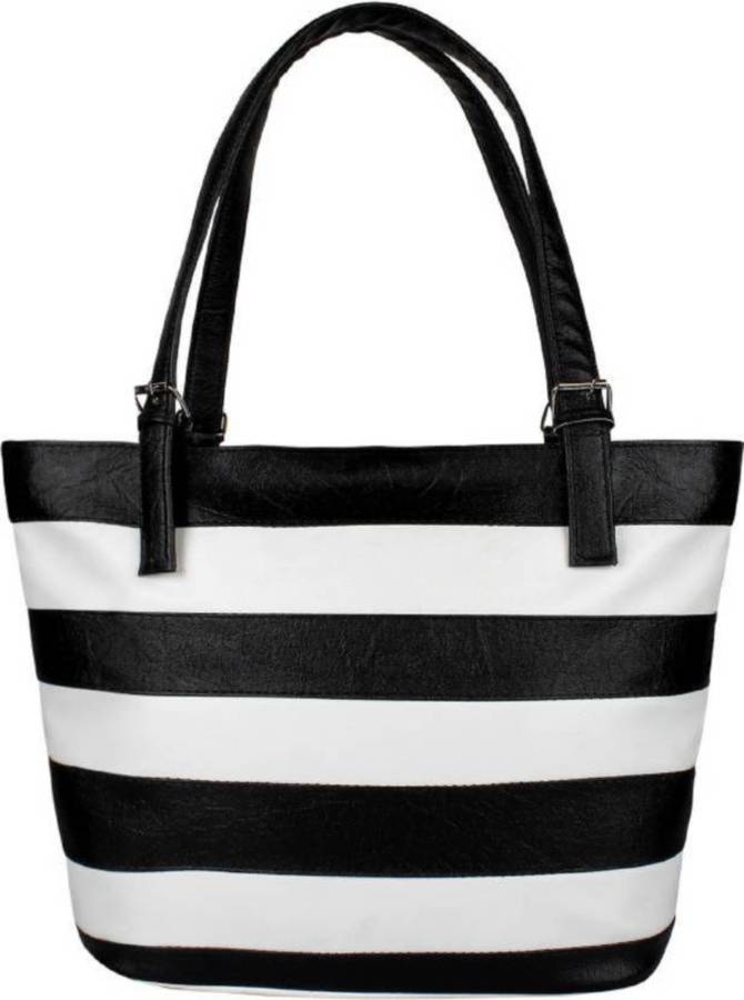 Women White, Black Hand-held Bag