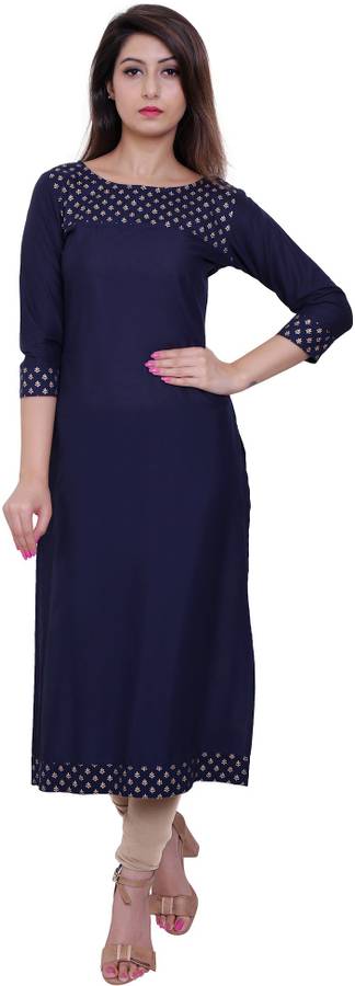 Women Printed Pure Cotton Straight Kurta