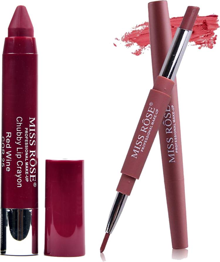 MISS ROSE double head water proof matte lipstick and lip liner chubby 25 Price in India