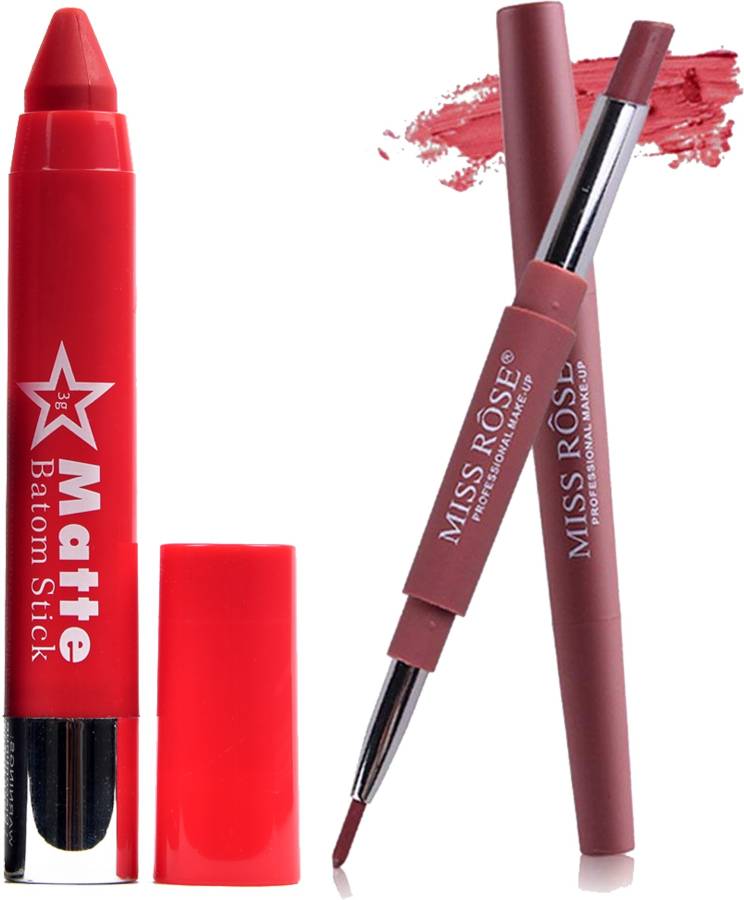 MISS ROSE double head water proof matte lipstick and lip liner chubby 29 Price in India
