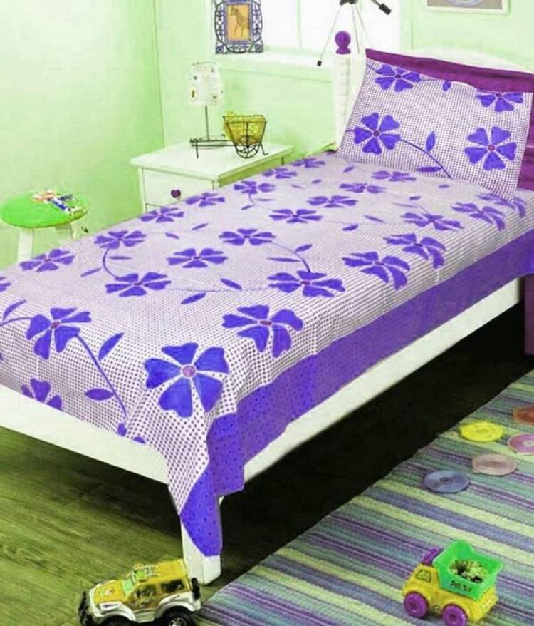 Zesture 100 TC Cotton Single Floral Bedsheet