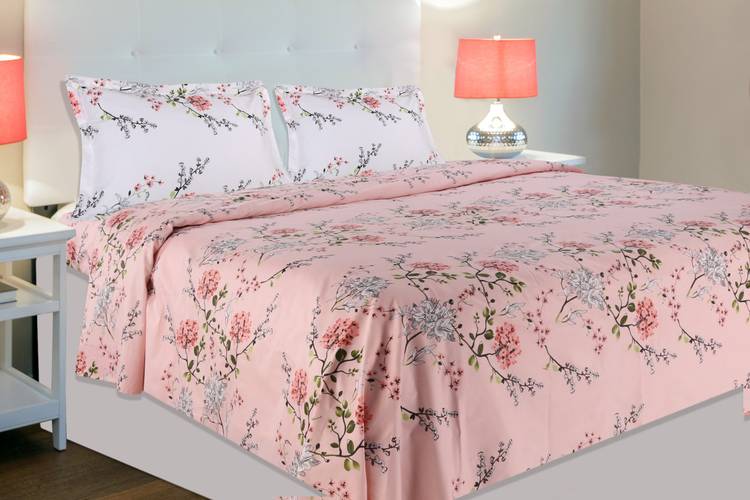 haus & kinder 186 TC Cotton Double Floral Bedsheet