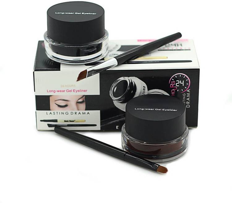 Le Maroco Black & Brown Water Proof & Smudge Proof 24hrs Gel Eyeliner / Kajal 3+3= 6 g Price in India