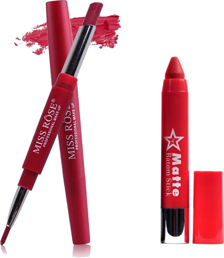 MISS ROSE Double Head Water Proof Matte Lipstick And Lip Liner Price in India