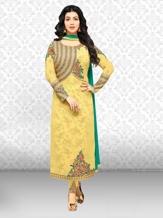 Pure Georgette Embroidered, Solid Salwar Suit Material