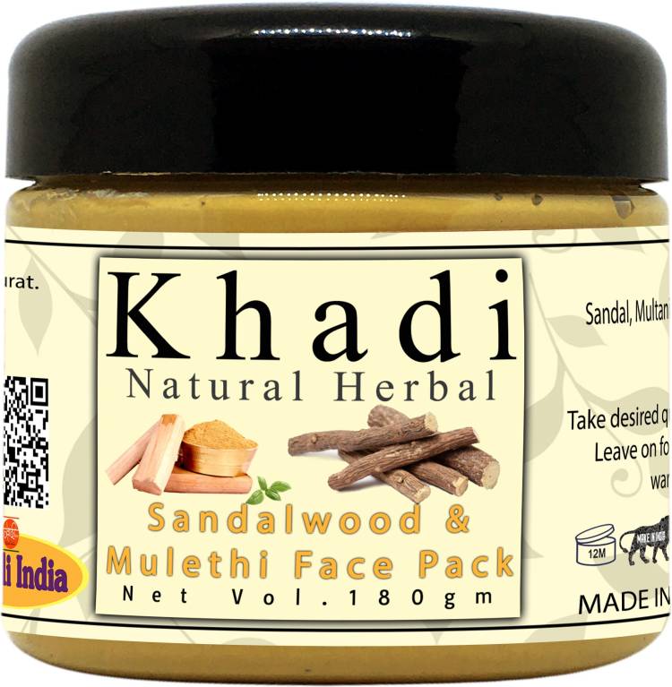 khadi natural herbal Sandalwood And Mulethi Face Mask | Skin Whitening Face Pack For All Skin Type Pack 180 gm Price in India